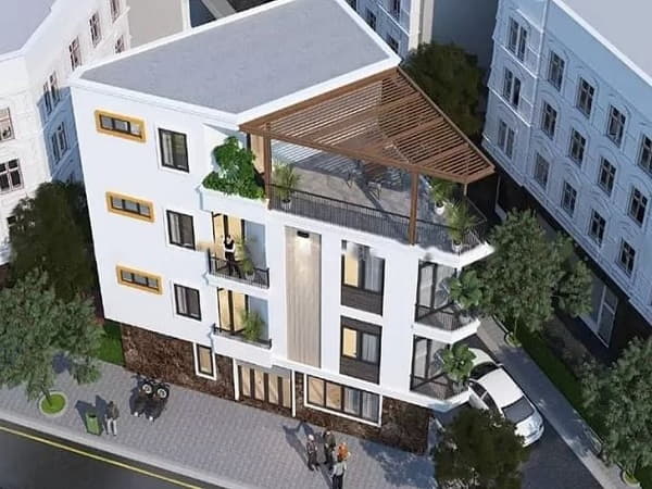 Xây nhà trên mảnh đất lồi lõm, hình tam giác